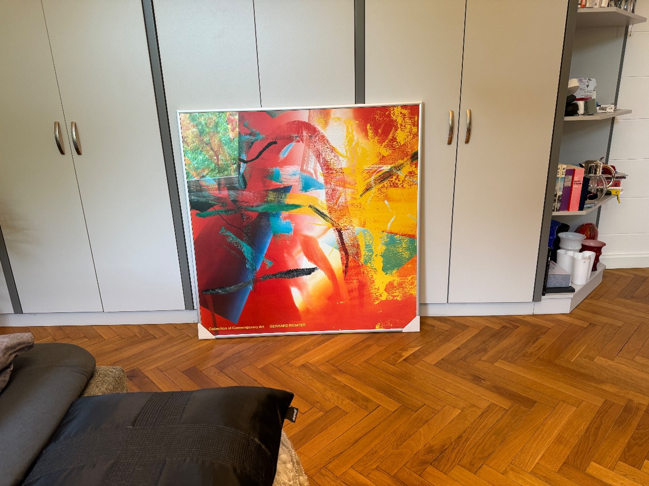 Bild von Gerhard Richter, Titel: Merlin, Rahmengröße: 120 cm x 120 cm, Gerahmtes Bild, 3 cm breiter Aluminiumrahmen, Offsetdruck, Farbe: Aluminium natur